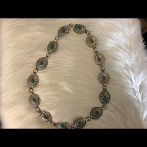 Southwest Metal Belt, with Turquoise Beads